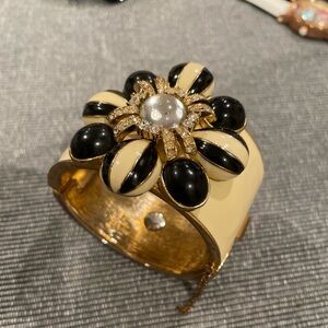 J. Crew Black and Cream Floral Bracelet